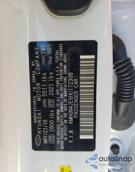 2017 Genesis G80 Base from USA, damaged, VIN KMHGN4JE6HU172308